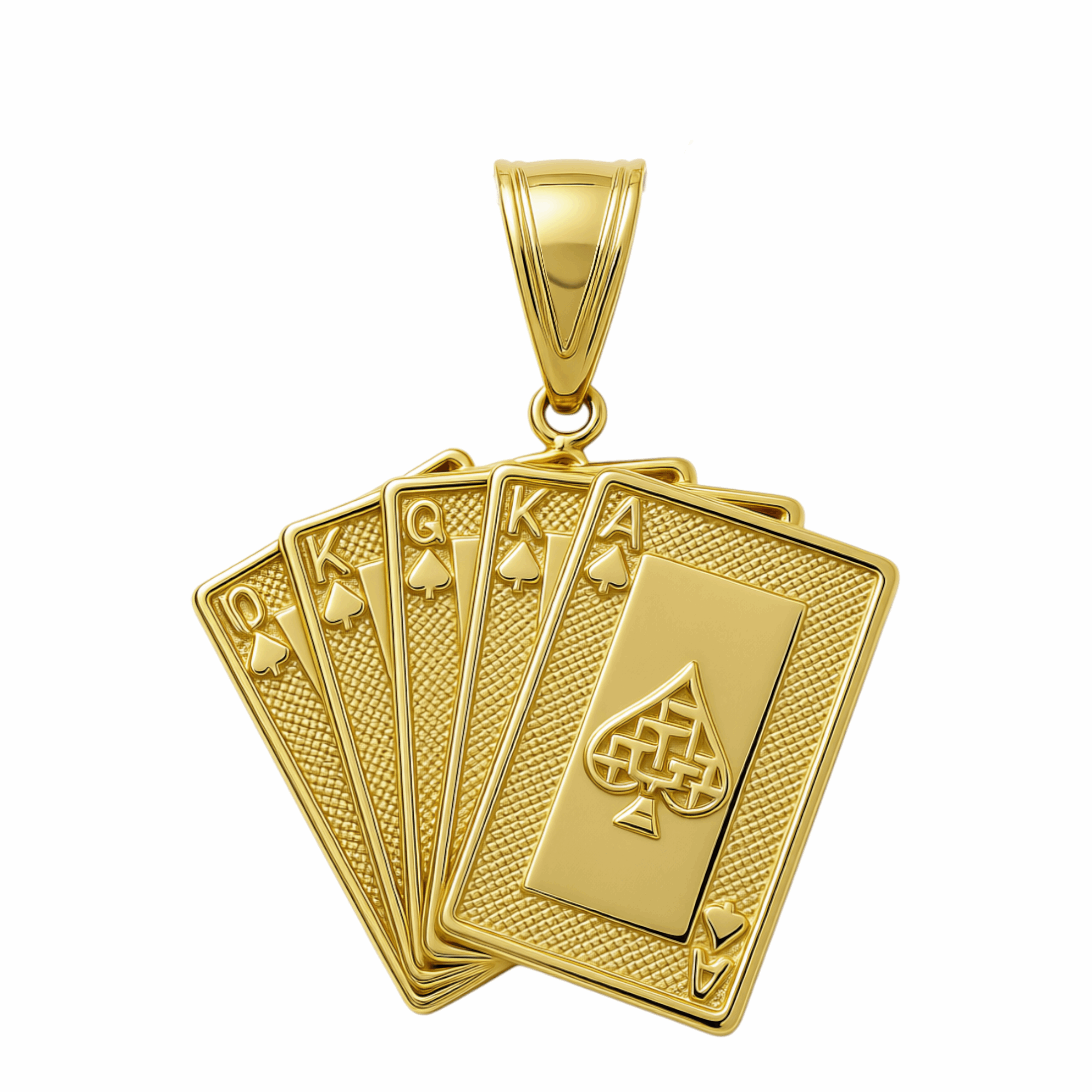 10K Yellow Gold Paly Cards Men's Pendant