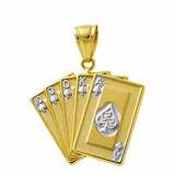 10K Two Tone White/Yellow Gold Play Cards Men's Pendant