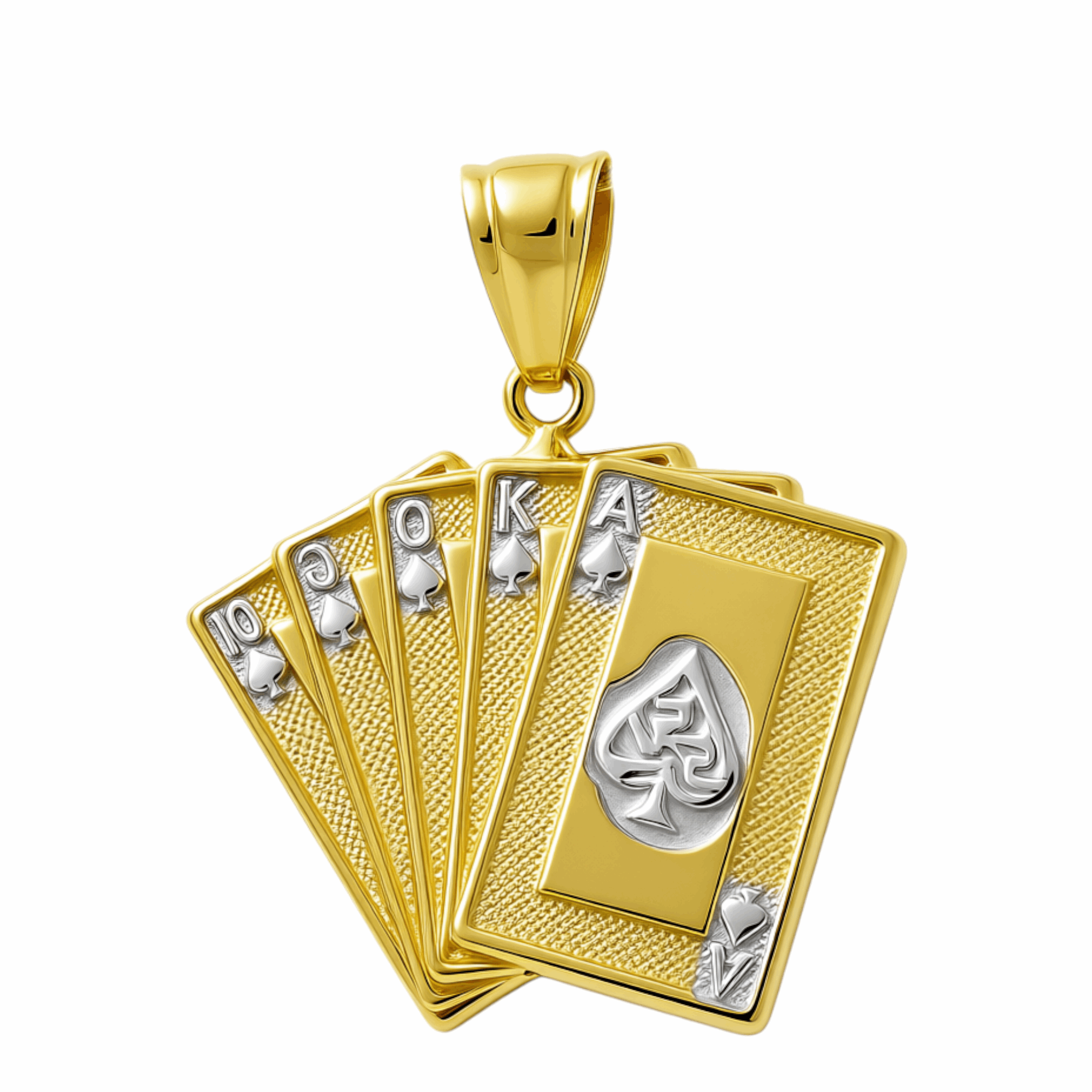 10K Two Tone White/Yellow Gold Play Cards Men's Pendant