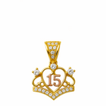 10K Yellow Gold Crown Heart 15 Women's Pendant
