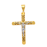 10K Two Tone White/Yellow Gold Crucifix Unisex Pendant