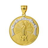 10K Two Tone White/Yellow Gold  Guadalupe Medal Unisex  Pendant