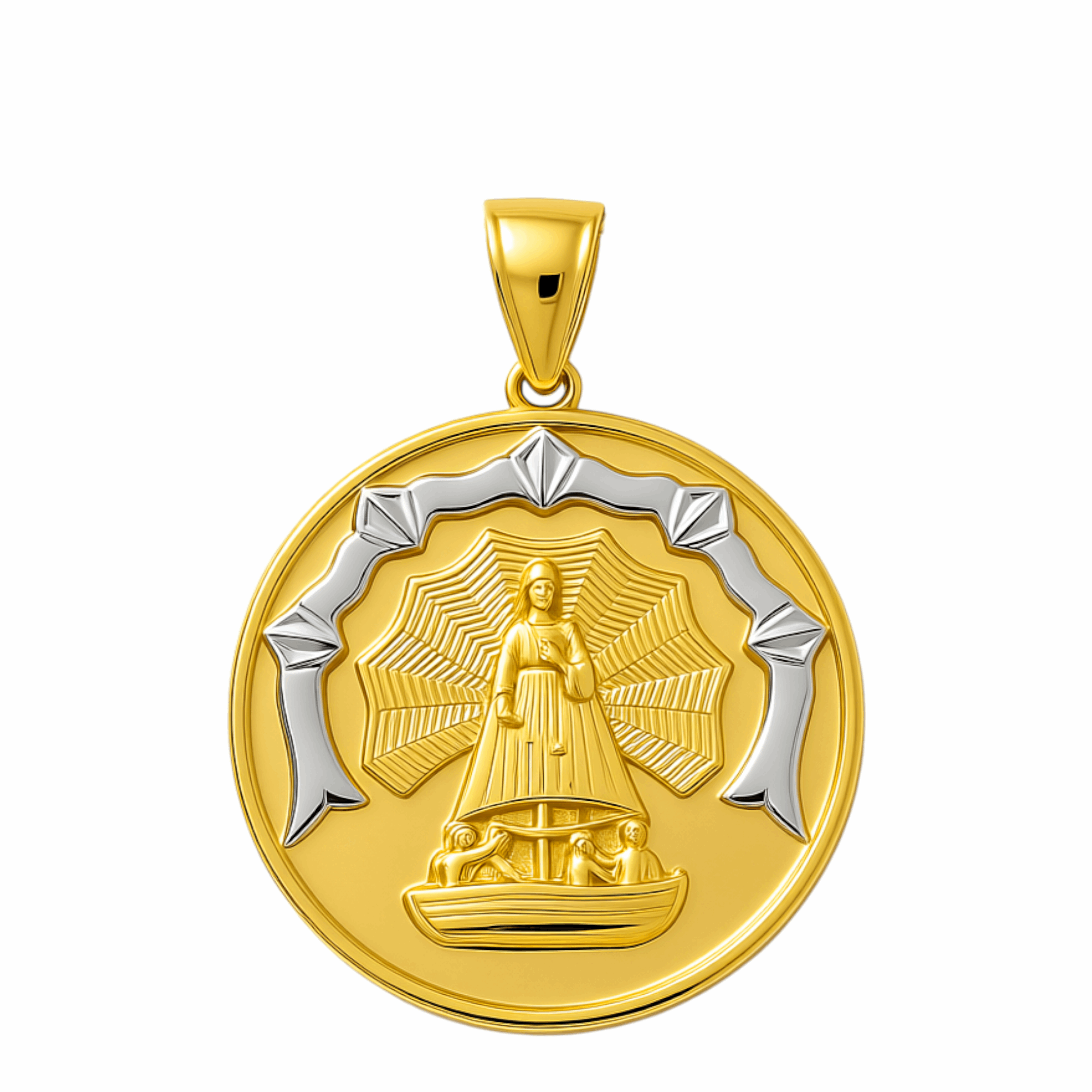 10K Two Tone White/Yellow Gold  Caridad del Cobre Unisex Pendant