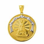 10K Two Tone White/Yellow Gold  Caridad del Cobre Unisex Pendant