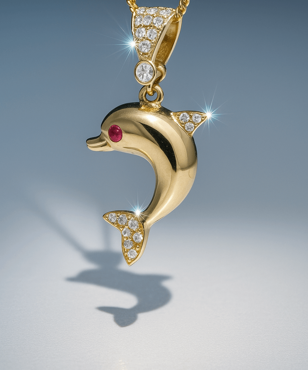 14K Yellow Gold Dolphin Women's Pendant