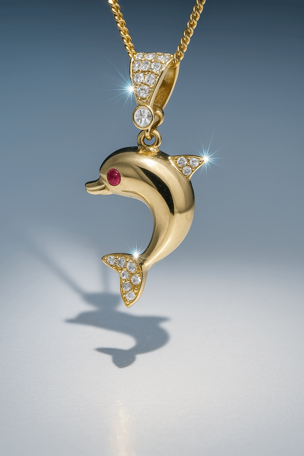 14K Yellow Gold Dolphin Women's Pendant