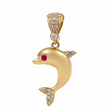 14K Yellow Gold Dolphin Women's Pendant