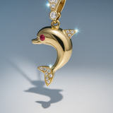 14K Yellow Gold Dolphin Women's Pendant