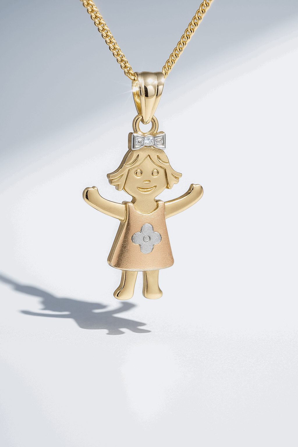 14K Tri Color  Girl Pendant