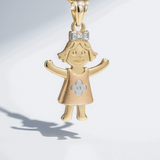 14K Tri Color  Girl Pendant