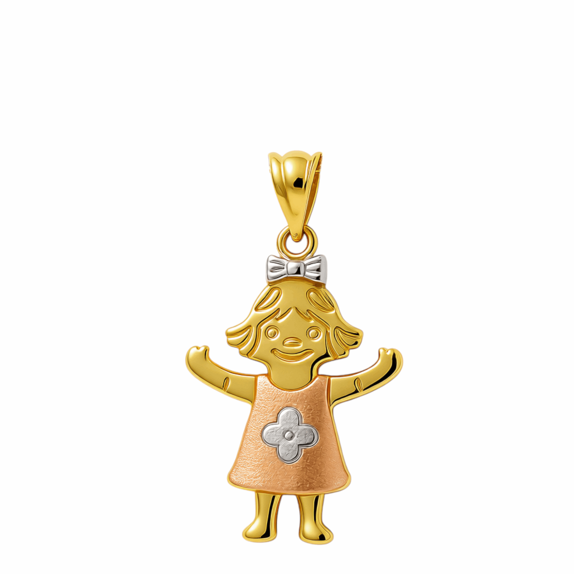 14K Tri Color  Girl Pendant