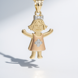 14K Tri Color  Girl Pendant