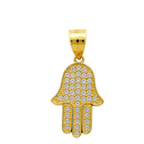 14K Yellow Gold Hamsa Hand with Cz Pendant