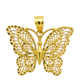 14K Yellow Gold Diamond Cut Butterfly Pendant