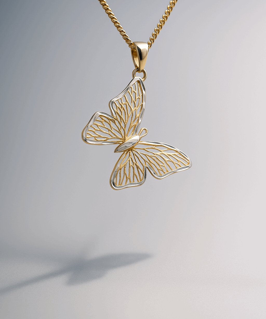 14K Yellow Gold Butterfly Pendant