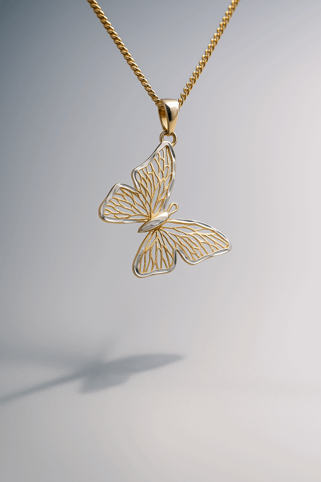 14K Yellow Gold Butterfly Pendant
