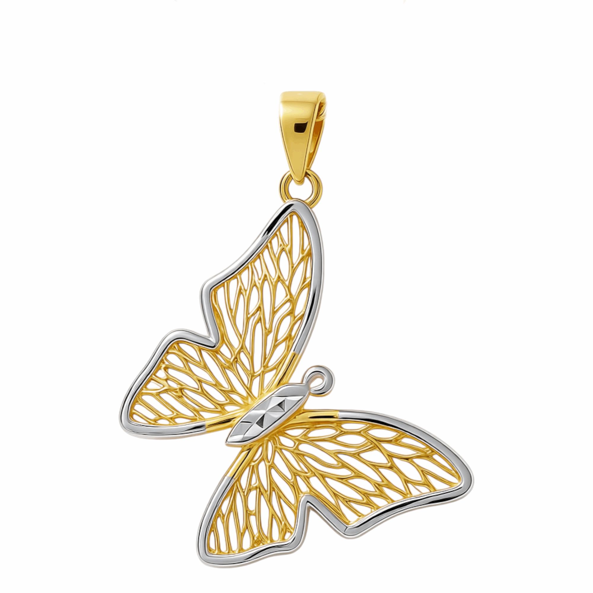 14K Yellow Gold Butterfly Pendant