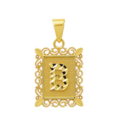 14K Yellow Gold Diamond Cut Inicial B Pendant