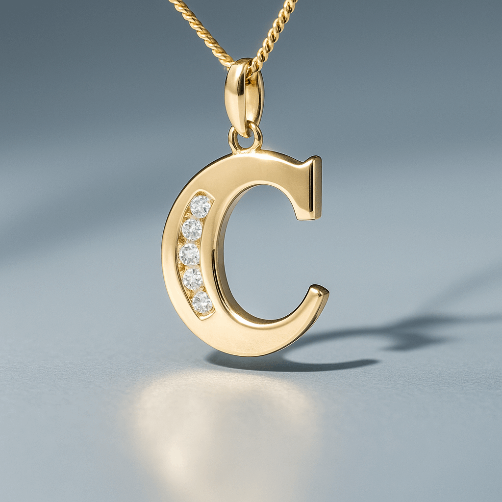 14K Yellow Gold Inicial C Women's Pendant