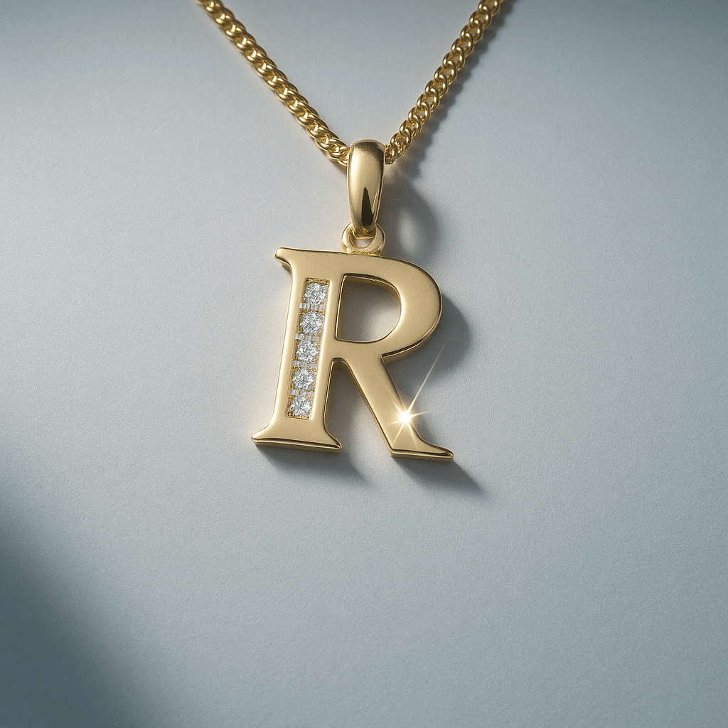 14K Yellow Gold Initial R Pendant