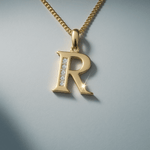 14K Yellow Gold Initial R Pendant