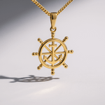 14K Yellow Gold Ship Rudder Pendant