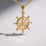 14K Yellow Gold Ship Rudder Pendant