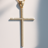 14K Yellow Gold Large Cross with Cz Pendant