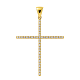 14K Yellow Gold Large Cross with Cz Pendant
