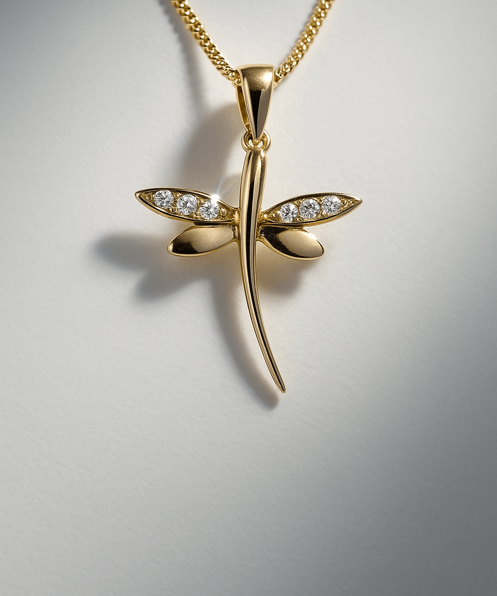 14K Yellow Gold Dragonfly Pendant