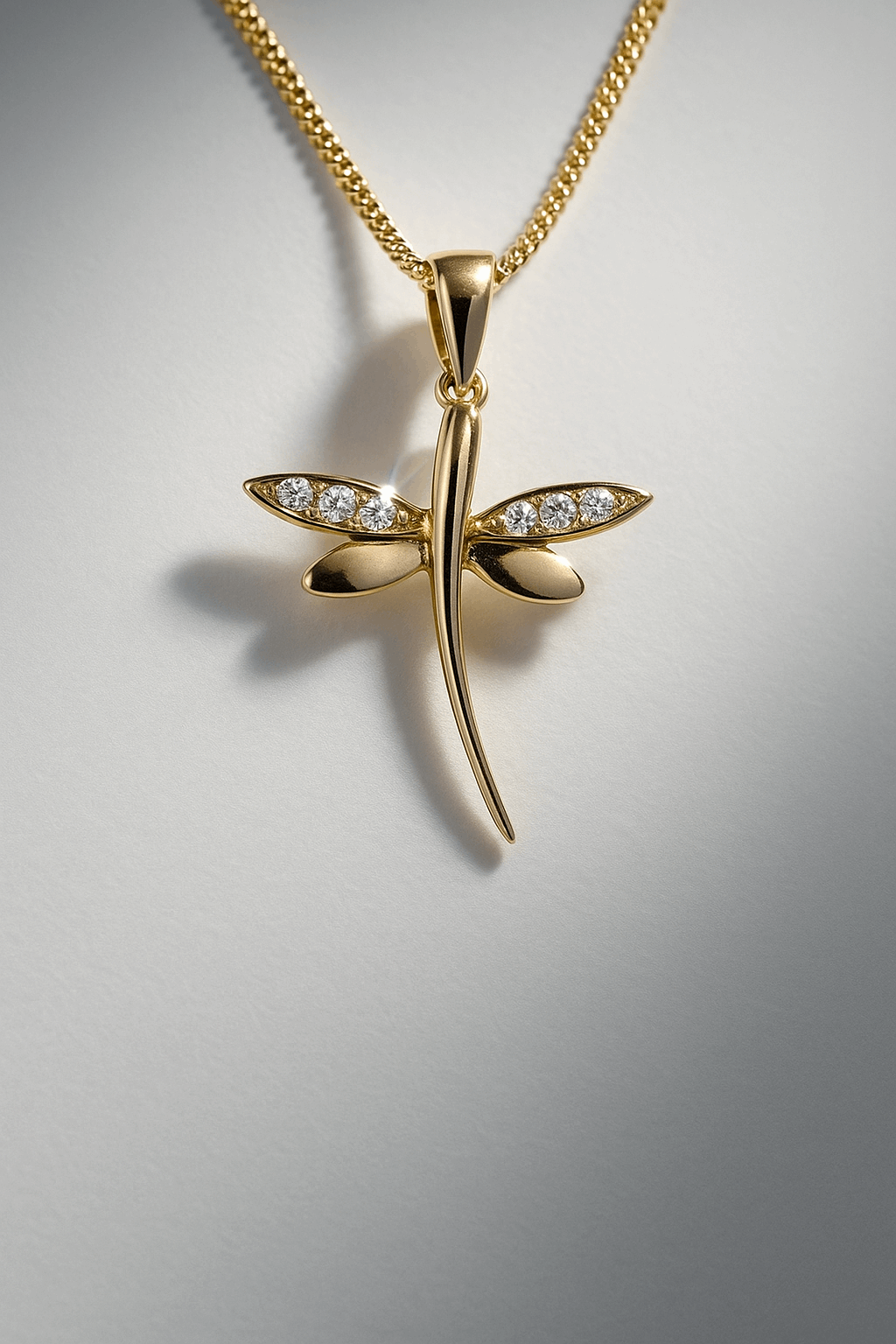 14K Yellow Gold Dragonfly Pendant