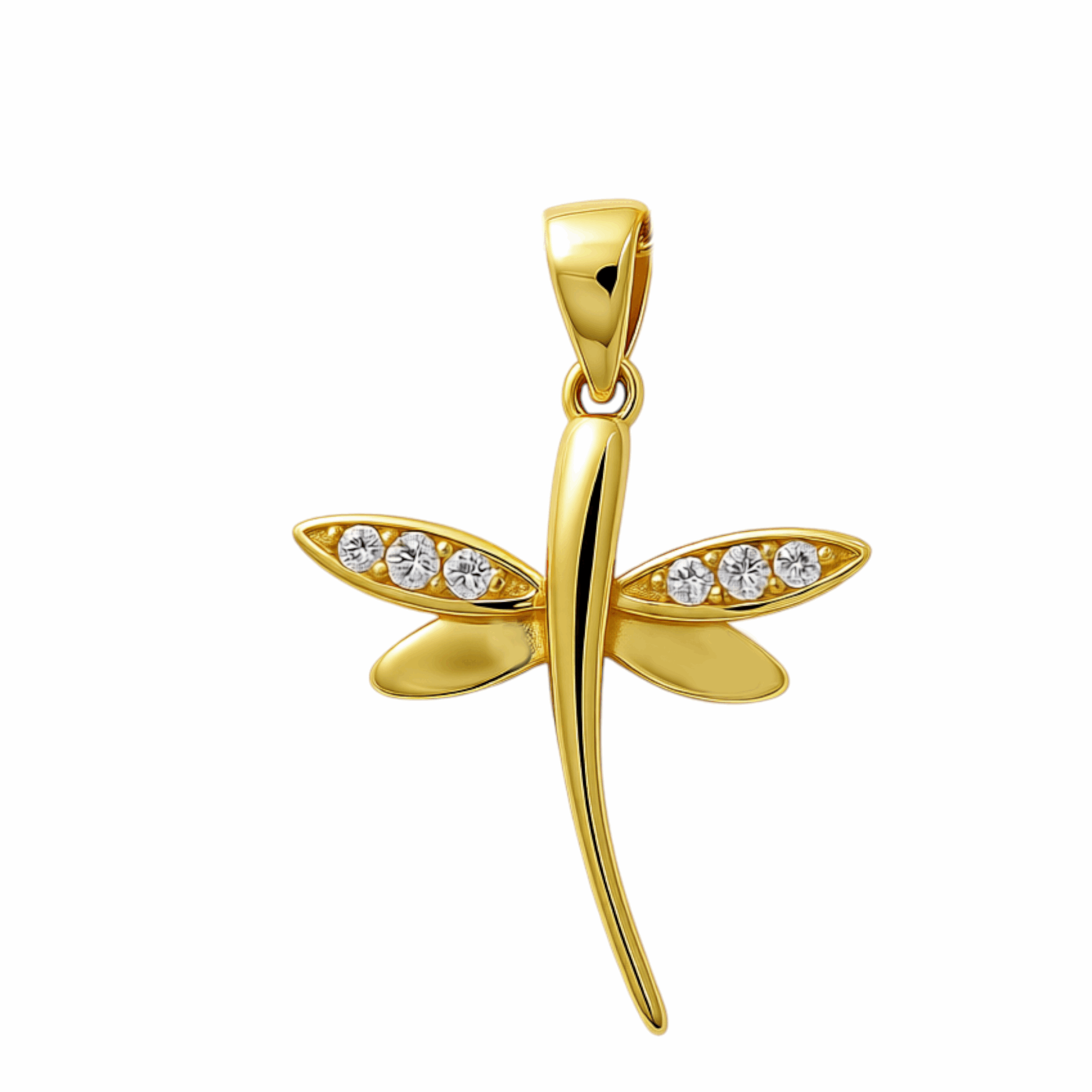 14K Yellow Gold Dragonfly Pendant