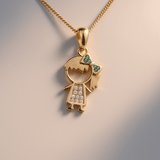 14K Yellow Gold Girl Pendant