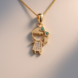 14K Yellow Gold Girl Pendant