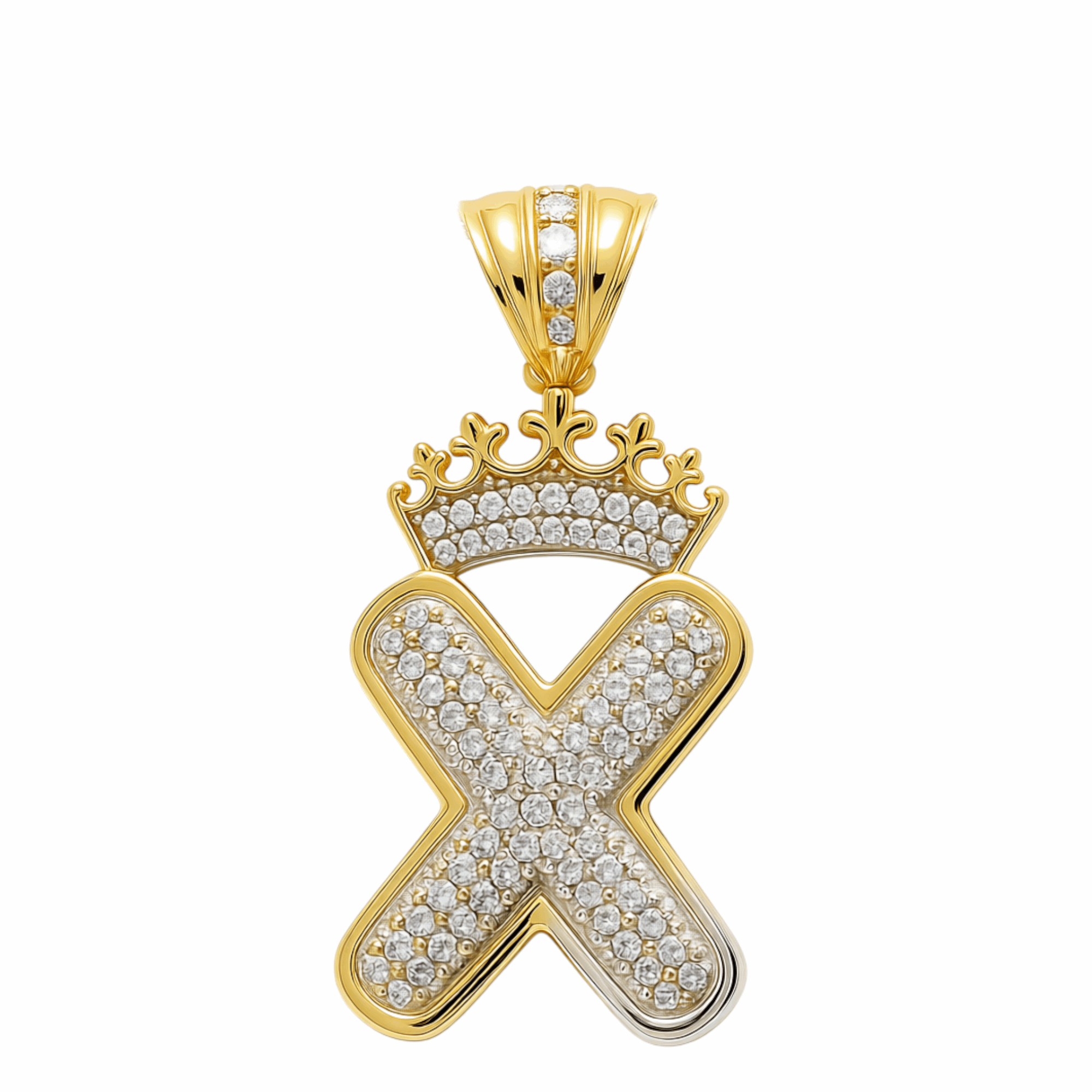 10K Yellow Gold Inicial X with Cz Pendant