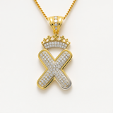 10K Yellow Gold Inicial X with Cz Pendant