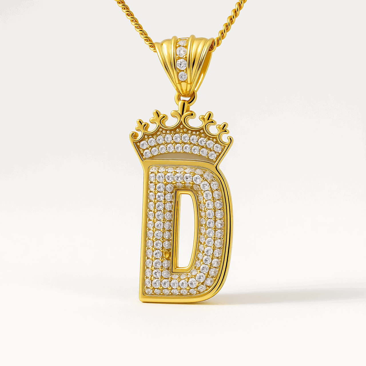 10K Yellow Gold Inicial D with Cz Pendant