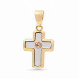 14K Yellow Gold Mop Cross Pendant