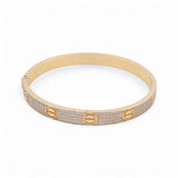 14K  Yellow Gold  Bangle with Cz Women's Bracelet