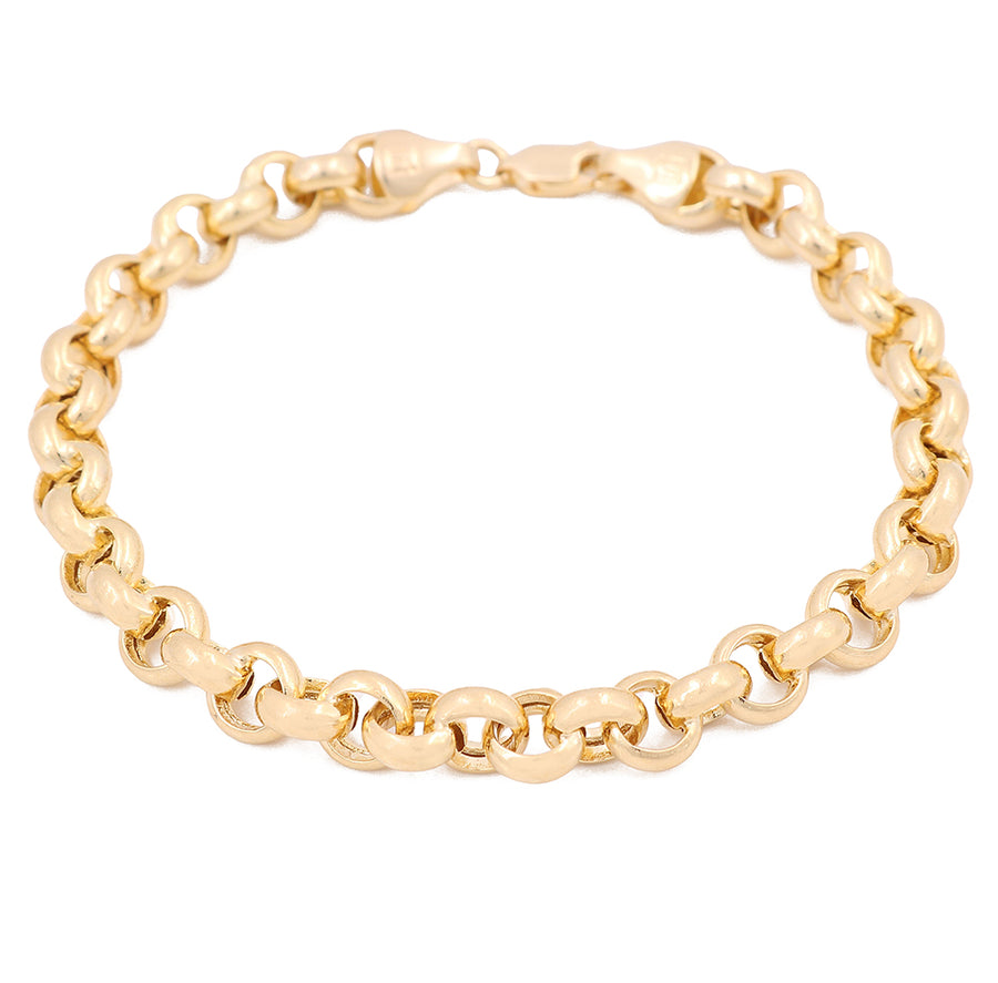 A Miral Jewelry Yellow Gold 14K Fancy Bracelet with an oval link.