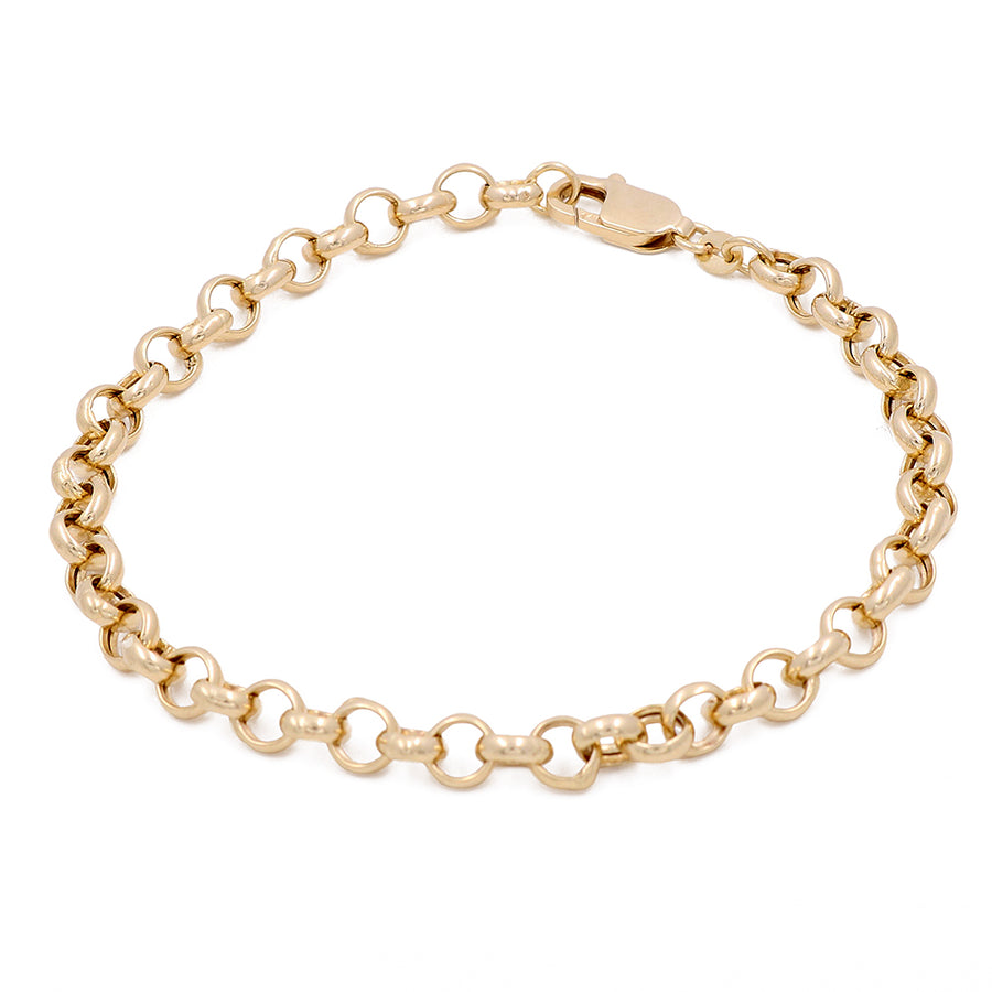 A Miral Jewelry 14K yellow gold chain bracelet with an oval clasp.
