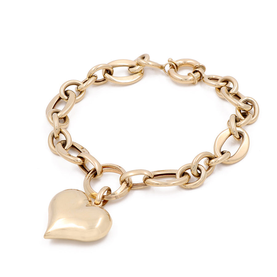 A Miral Jewelry 14K Yellow Gold Women's Bracelet with Heart Bead.
