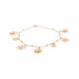 14K Two Tone Yellow/Rose Gold Charms Women's Bracelet
