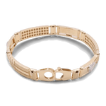 A stunning piece of fashion jewelry, the Miral Jewelry 14K Yellow and White Gold Fashion Italian Medusa Bracelet showcases a 14K yellow gold textured band and a secure clasp.