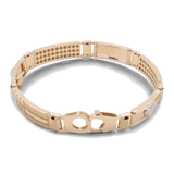 A stunning piece of fashion jewelry, the Miral Jewelry 14K Yellow and White Gold Fashion Italian Medusa Bracelet showcases a 14K yellow gold textured band and a secure clasp.