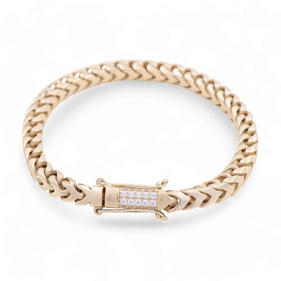 14K Yellow Gold Men Franco Bracelet Miral Jewelry