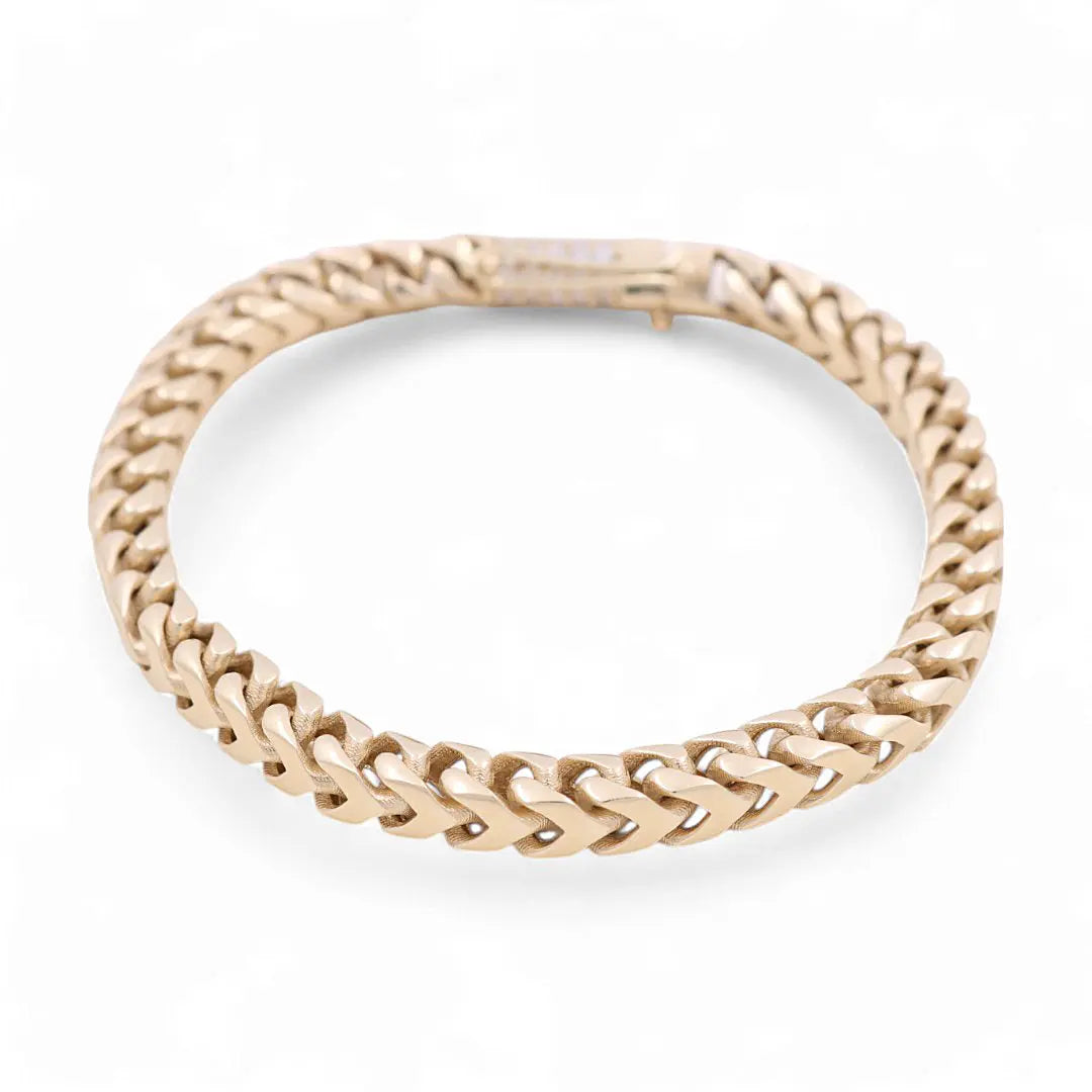 14K Yellow Gold Men Franco Bracelet Miral Jewelry
