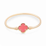14K Yellow Gold Ajustable with Red Clover Women's Bracelet