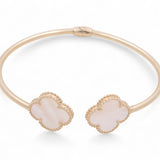 14K Yellow Gold Bangle with Two MOP Women's Bracelet