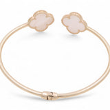14K Yellow Gold Bangle with Two MOP Women's Bracelet